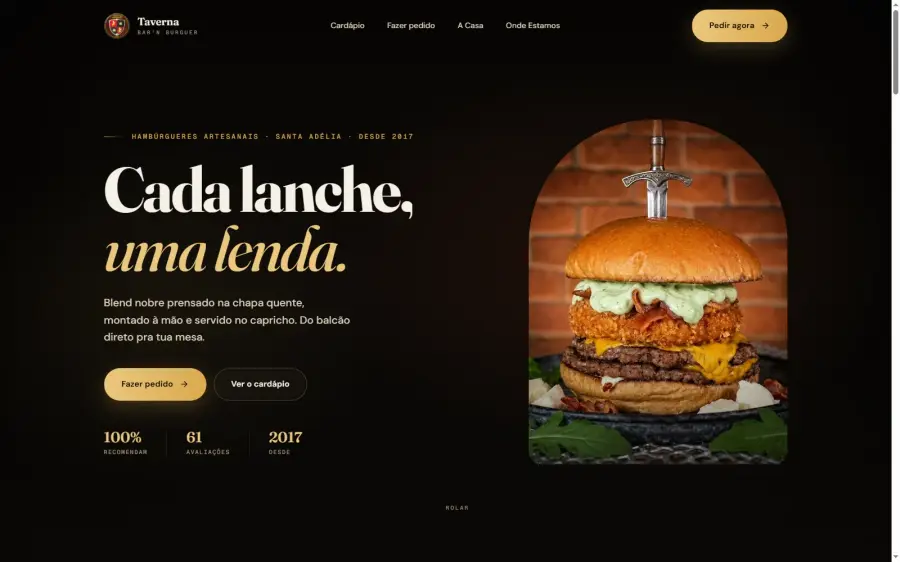 Site da Taverna Bar'n Burguer