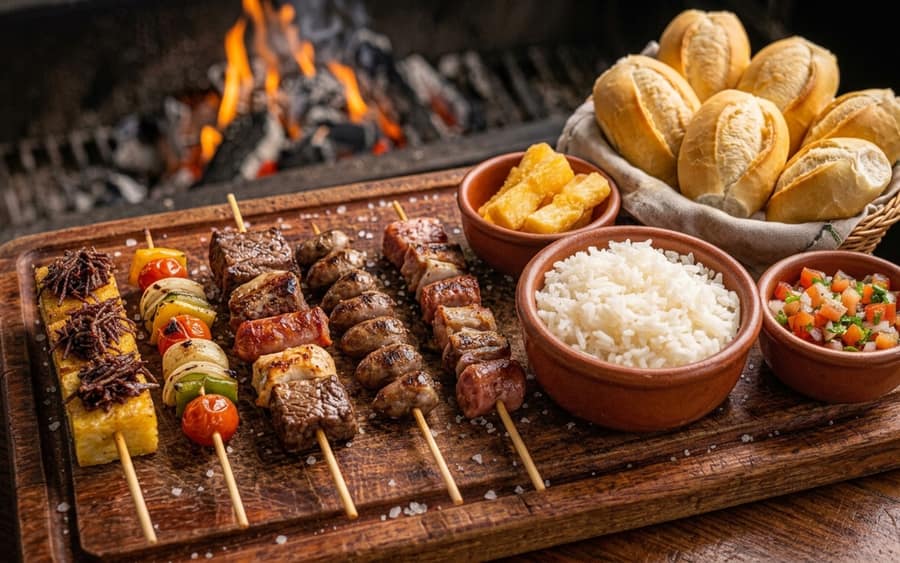Combo Churrasco com seis espetos e acompanhamentos
