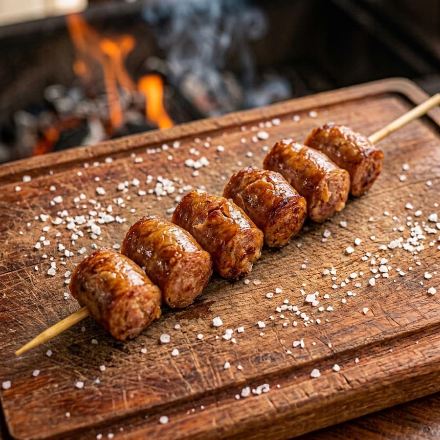 Espeto de linguiça suína