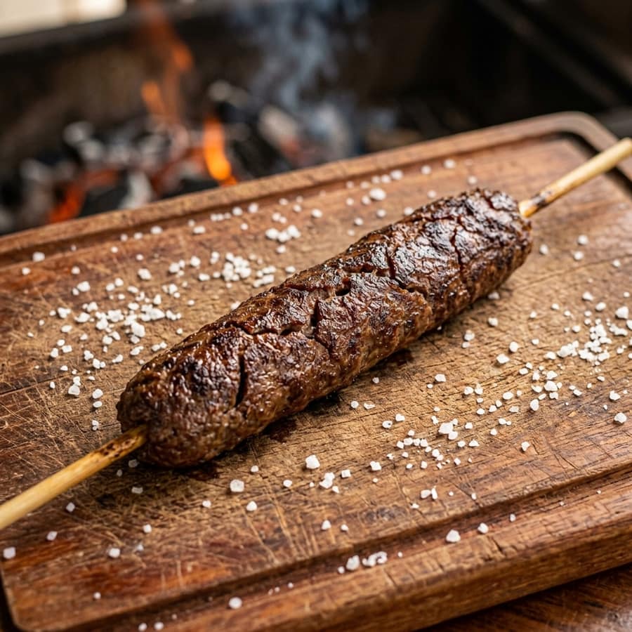 Espeto de carne moída temperada
