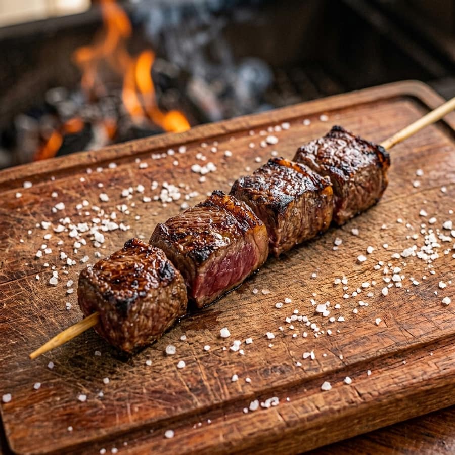 Espeto de carne em cubos
