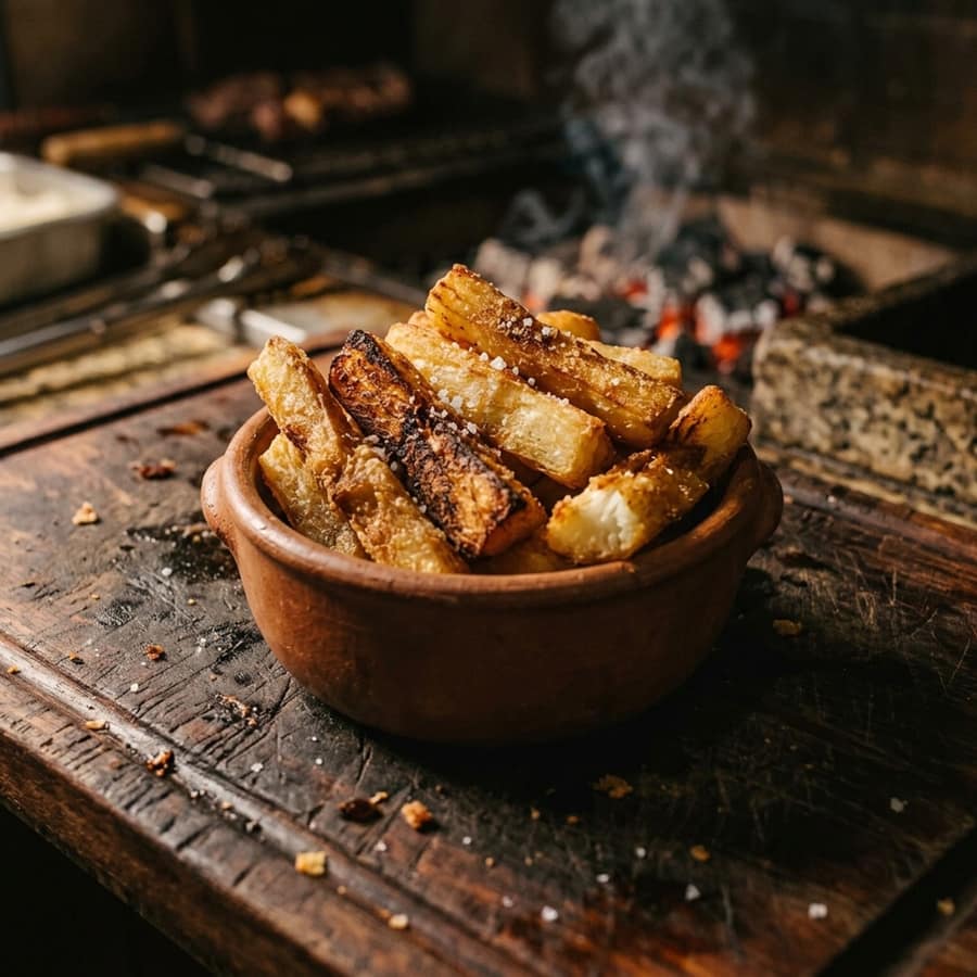 Porção de mandioca frita